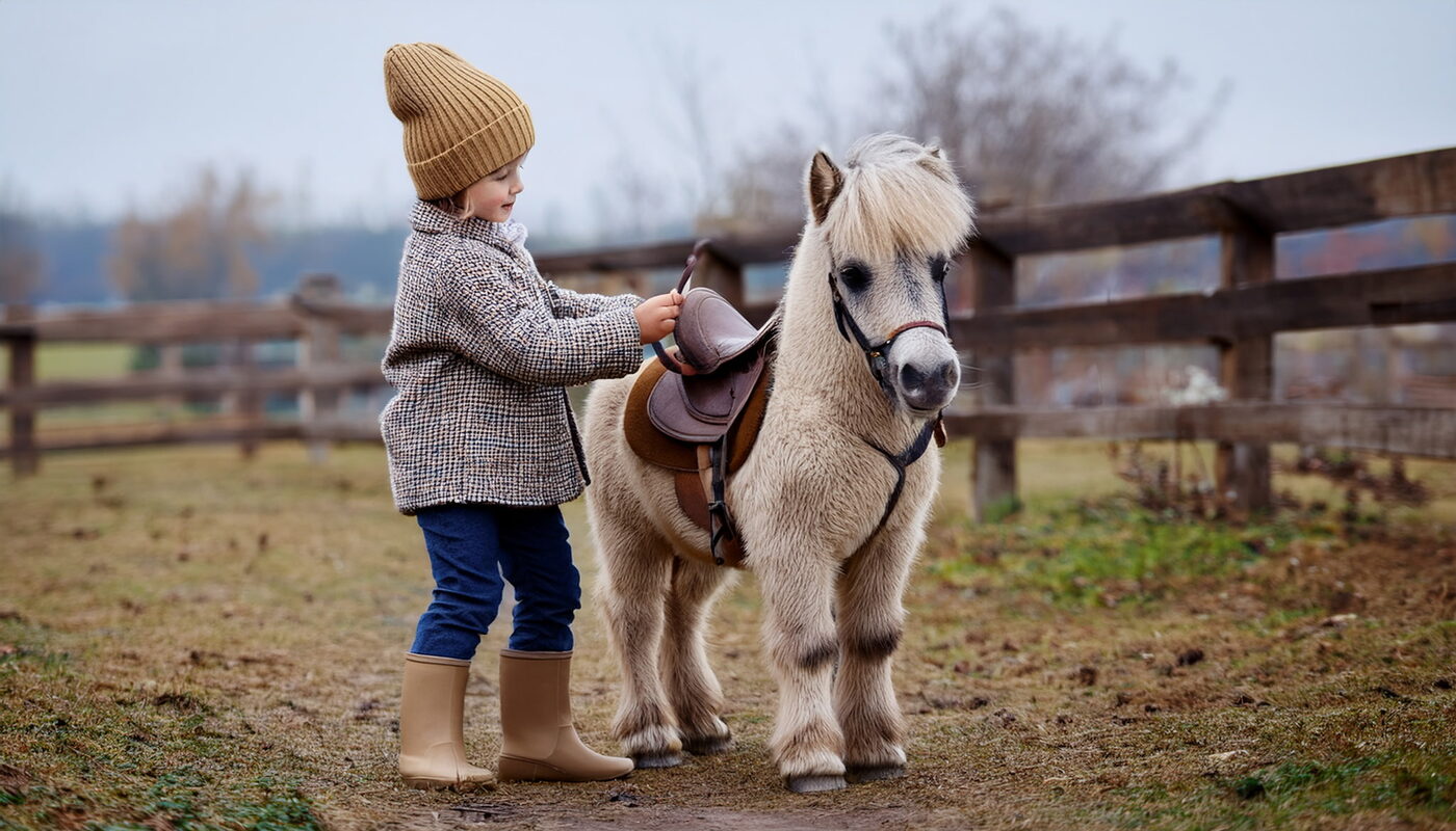 Toddler with a pony at the Saddle Up Station